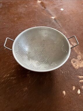 Vintage Aluminum Metal Colander with Star Design